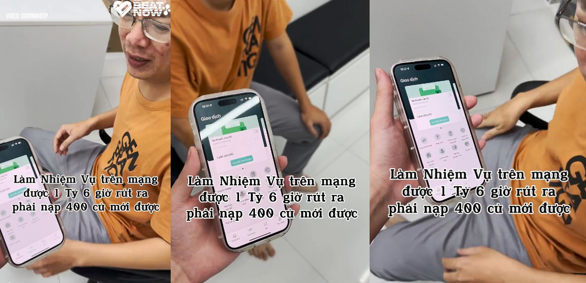 Clip kiếm tiền trên mạng được 1 tỷ 6 phải nộp thêm 400 triệu mới mới được rút, Clip nam thanh niên làm nhiệm vụ trên mạng được 1 tỷ 6, Clip lừa đảo trên không gian mạng, Clip những chiêu thức lừa đảo trên không gian mạng, Clip nạp tiền để rút được tiền, Clip lừa đảo yêu cầu nạp tiền để rút tiền, Clip tin tức, Clip tin tức pháp luật, Clip trend, Clip giới trẻ